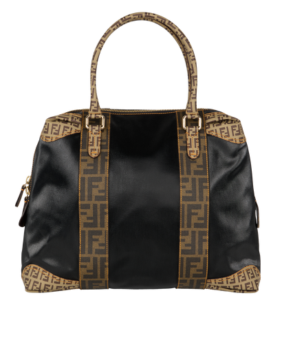 Top Handle Tote, &pound;495, Handbags, Black/Brown, Coated Canvas, Front view